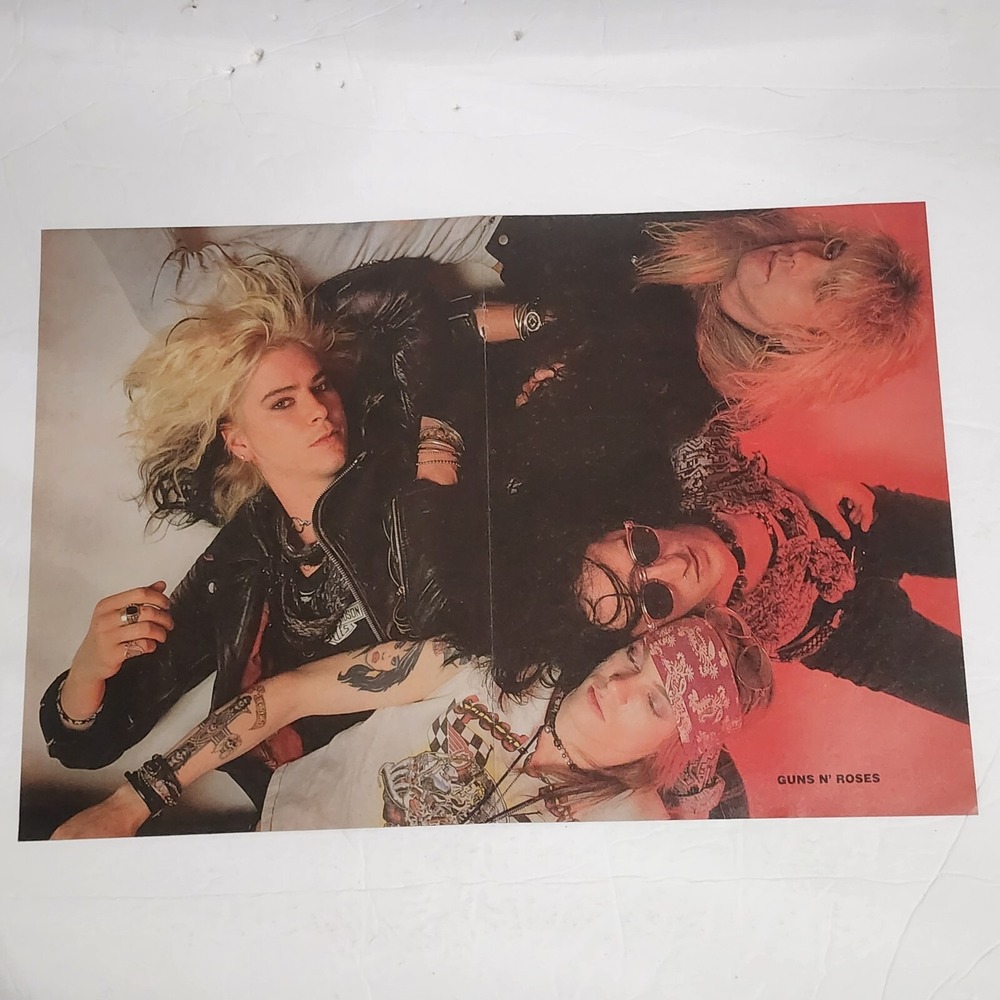 Guns N' Roses Bret Michaels Joe Elliott Vintage 1980s Poster Clipping 11x16